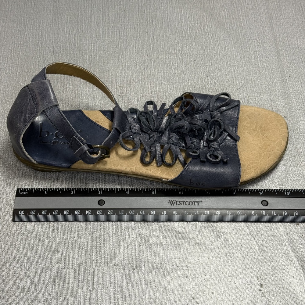 Boc Born Concept Navy Leather Bow Gladiator Sandals Size 9 - Picture 9 of 9